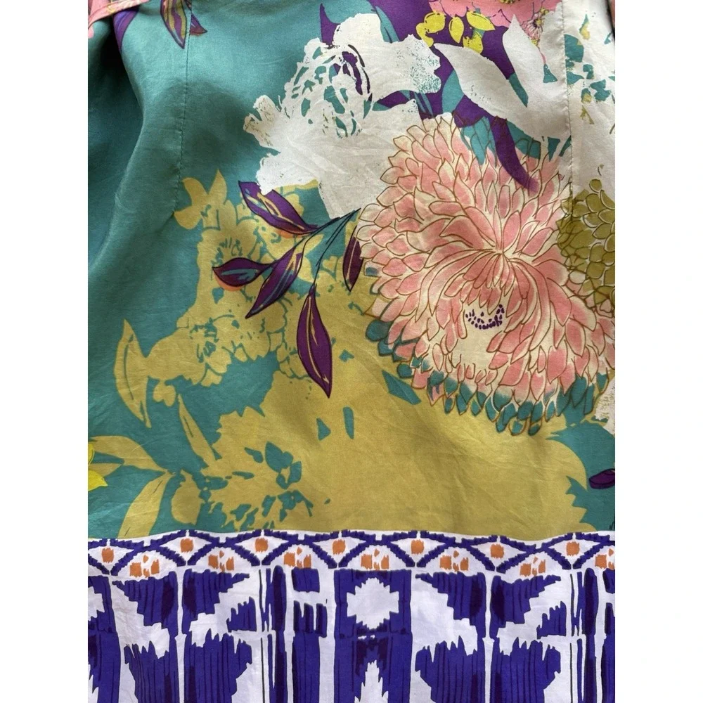 CAbi Poetry Tunic Top Women Small Silk‎ Floral Asian Relaxed Artsy Boho Kimono - Picture 10 of 10